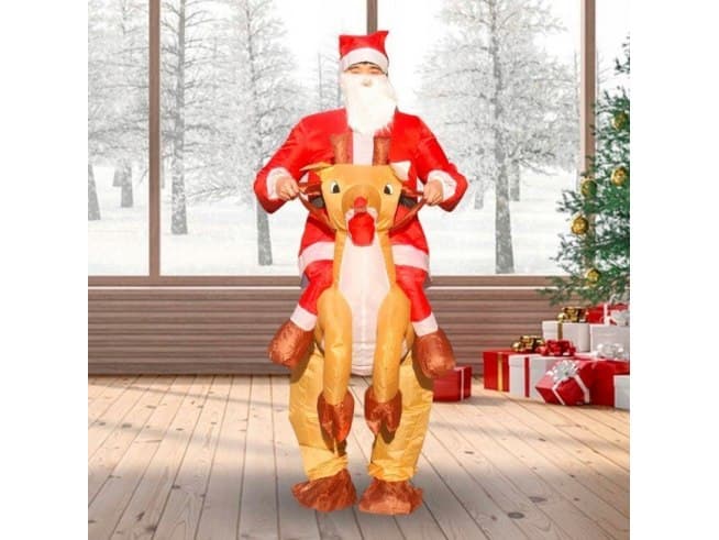 Strój kostium dmuchany mikołaja na reniferze przebranie świeta mikołaj