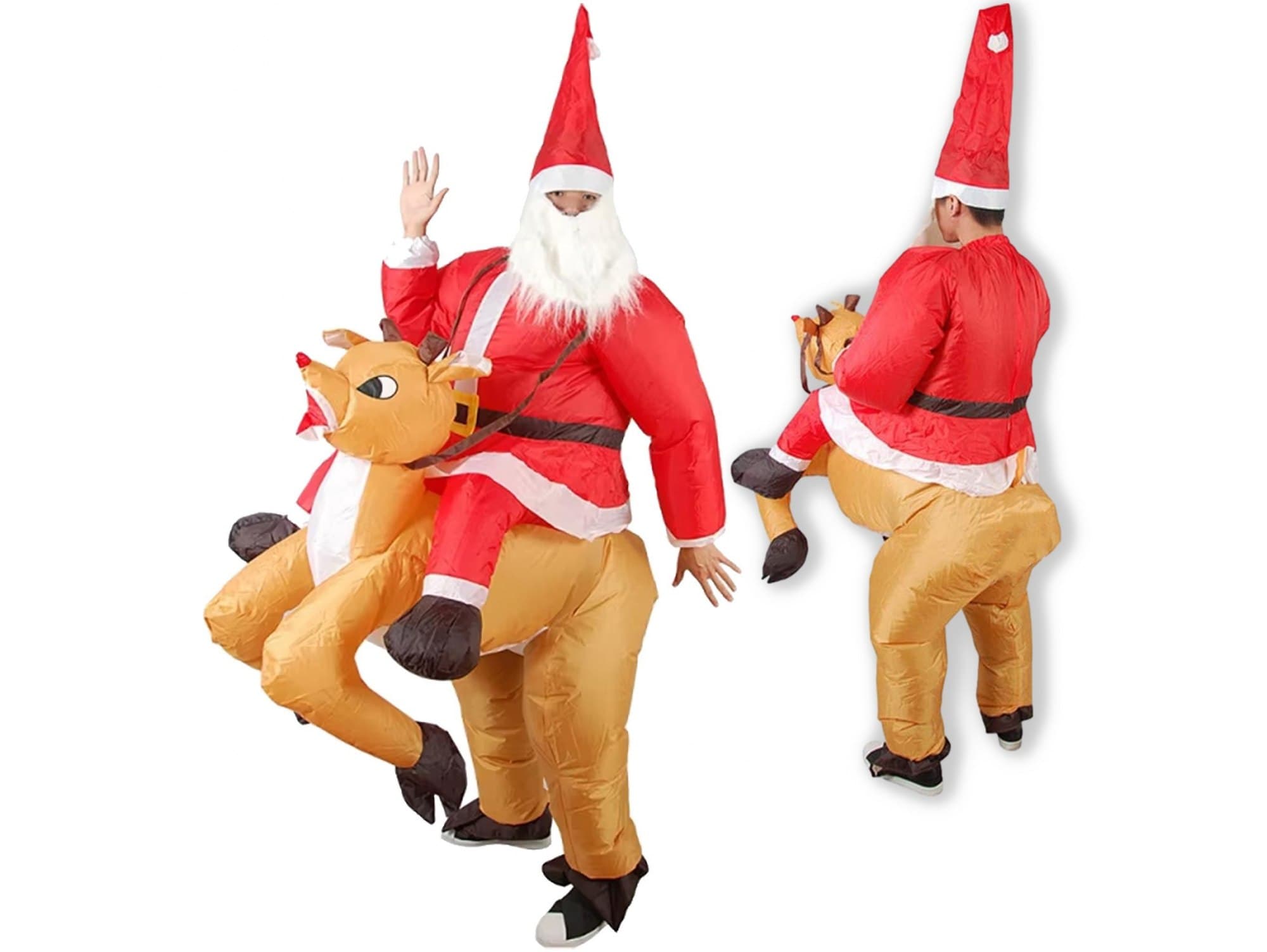 Strój kostium dmuchany mikołaja na reniferze przebranie świeta mikołaj